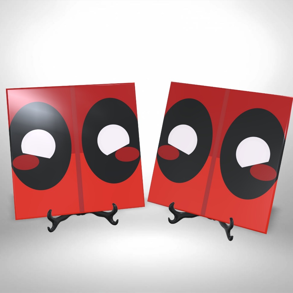 Azulejo Premium Personalizado Deadpool Minimalist 20x20 cm - Com Suporte