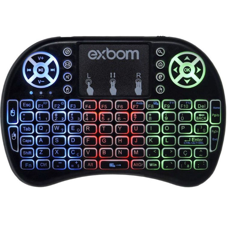 Mini Teclado sem Fio com Touchpad e LED - 2695 - Exbom