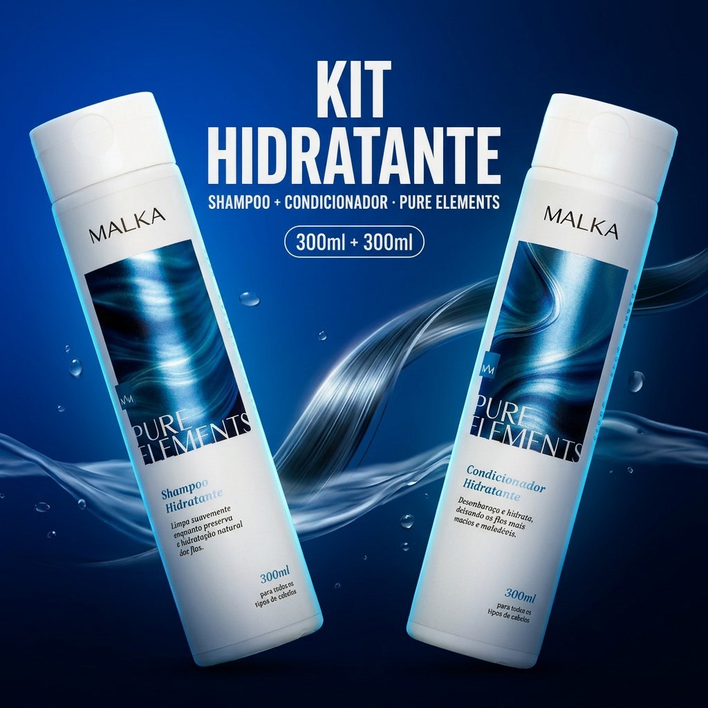 Kit Hidratação de Cabelo Malka Shampoo e Condicionador Para Cabelo Seco e Sem Brilho