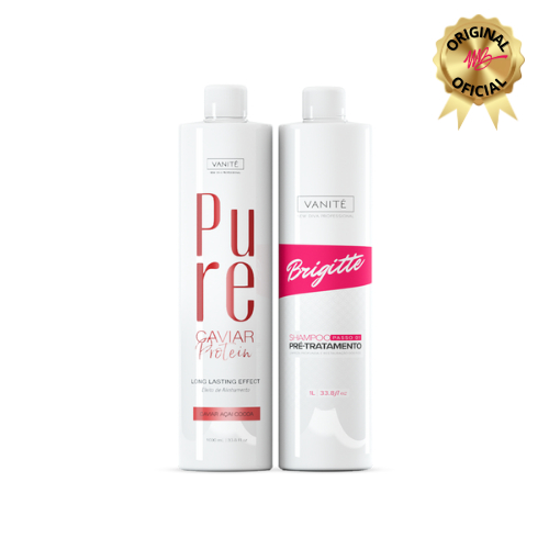 Alisamento Definitivo Pure Caviar + Shampoo Antirresíduos 1L | Efeito Liso Profissional Sem Formol