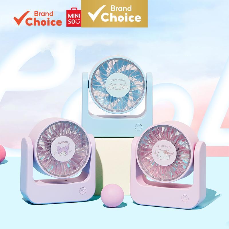 MINISO  sanrio personagens série fresh & clean - brisa poderosa ventilador de mesa 2000mah kuromi & hello kitty 12,3cm