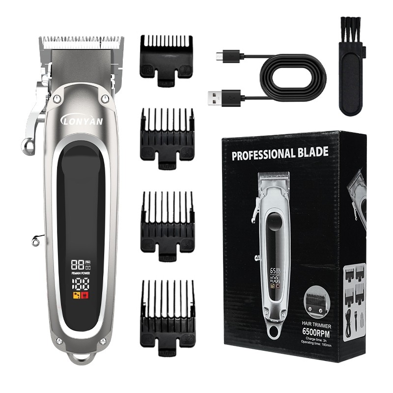 MÁquina de Cortar Cabelo Profissional Sem Fio Bivolt 2000mAh LÃ¡mina de Aco Carbono noxidável Silencioso impermeável
