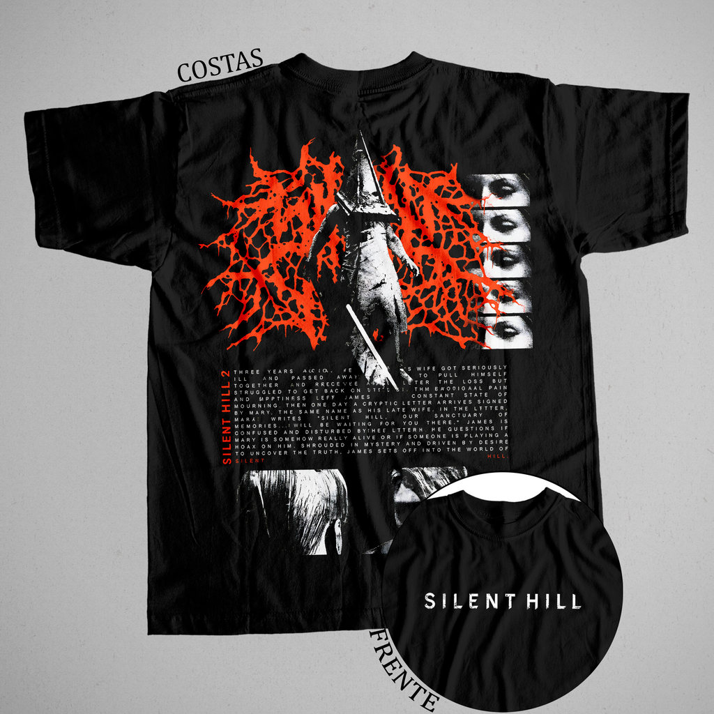 Camiseta Silent Hill 2 Pyramid Head Fio 26.1 100% Algodão Plus Size Unissex T-shirt Camisa Inverno