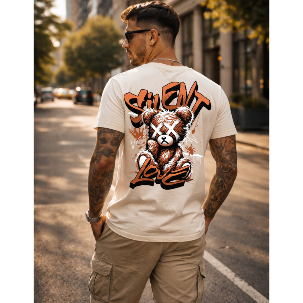 Camiseta masculina Stretwear Estmpa Silent Urso Love xx Camisa Basica Confortavel Top