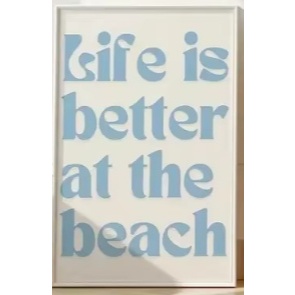 Quadro decorativo Life is better at the beach tipografia (1 peça)