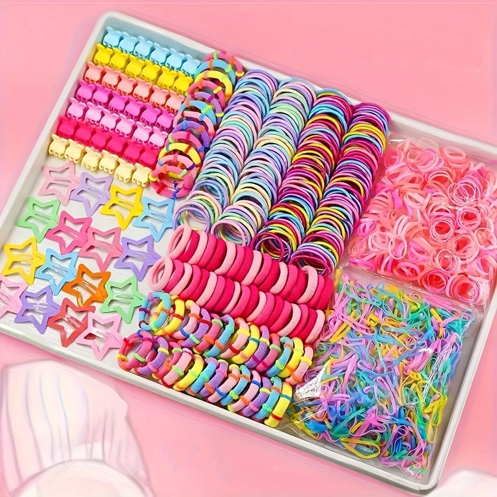 Conjunto De Laços De Cabelo De Cores Mistas Com Clipes De Estrela Para Modelar
