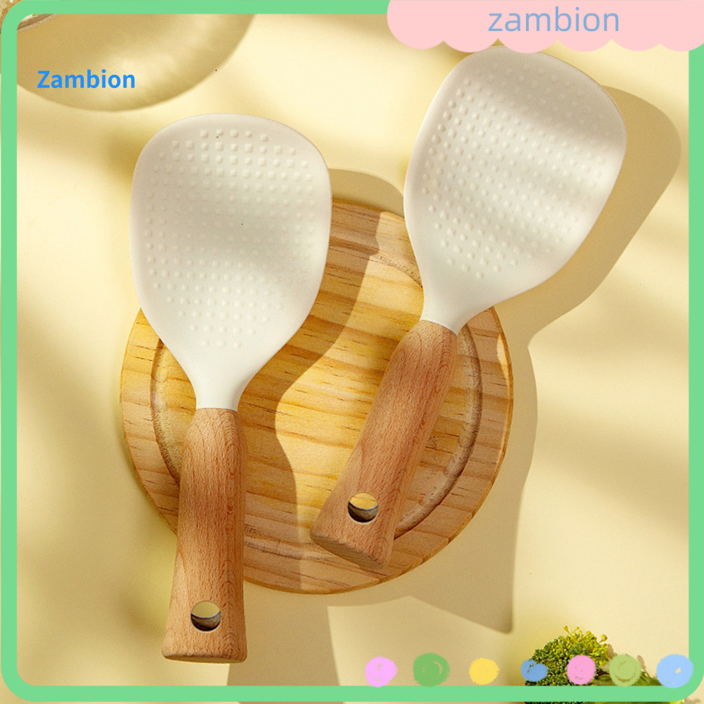 Rust-proof Rice Scoop Silicone Spoon for Cooker with Ergonomic Handle – Non-stick Scratch-resistant Kitchen Utensil Pe