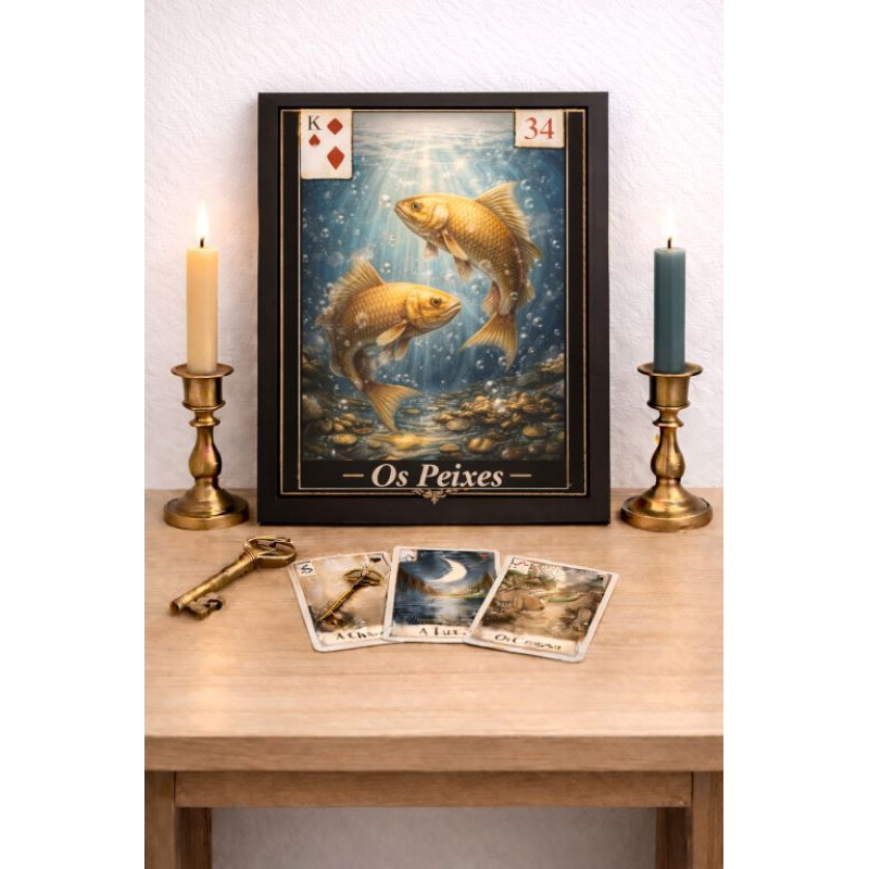 Quadro Carta Peixes N° 34 Baralho Cigano Envio Imediato Pronta Entrega Placa Decorativo MDF