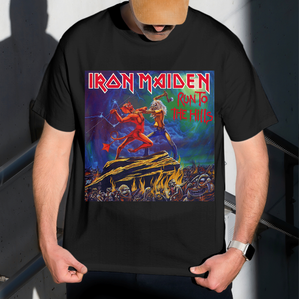 Camiseta Masculina Estampa Iron Maiden Diabo 100% Algodão Estilo Conforto Diário Do Tamanho P ao GG