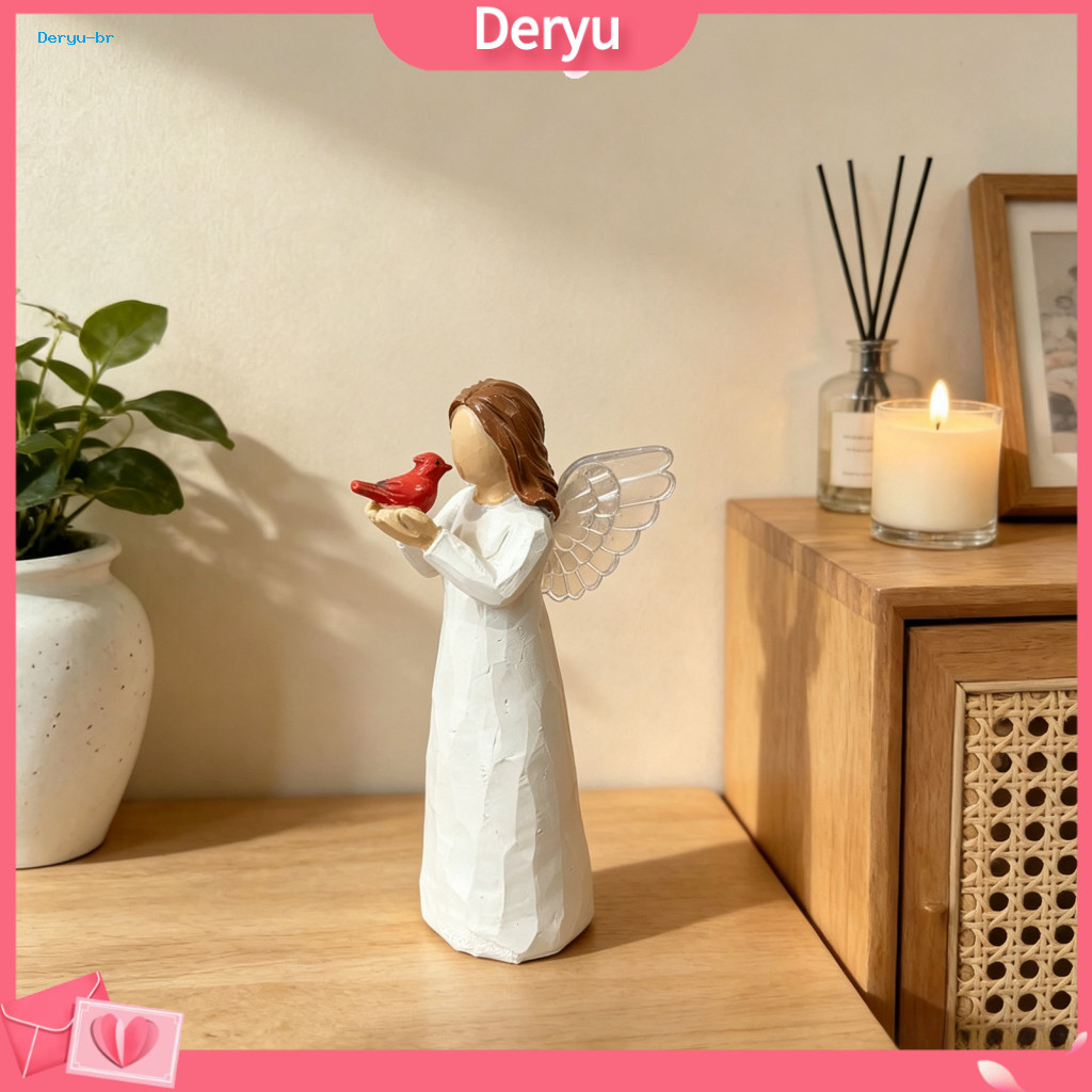 Modern Minimalist Craft Abstract Angel Statue Bird Figurine Resin Winged Holding Sympathy Gift for Bereavement and Loss