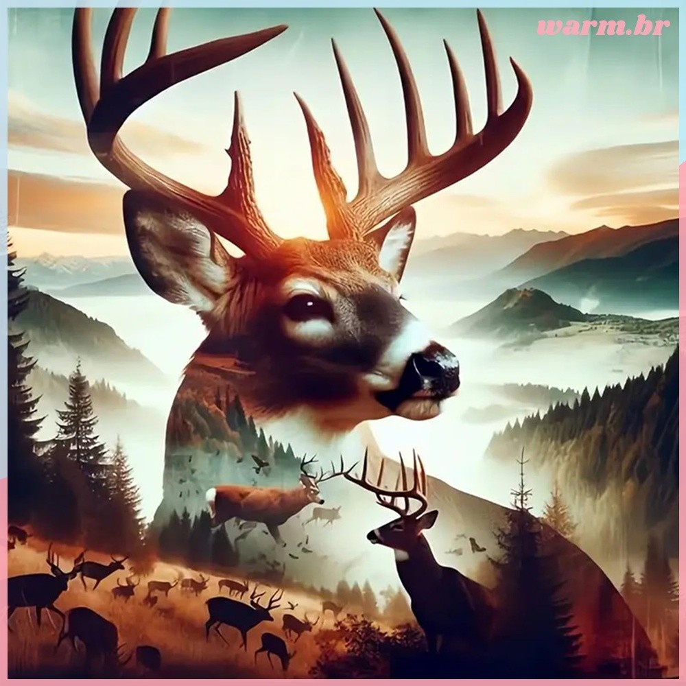 Kit Redondo Completo De Pintura Diamante 5D Deer Forest Animal Resin Craft Set Para Decoração De Casa [waroom.br]