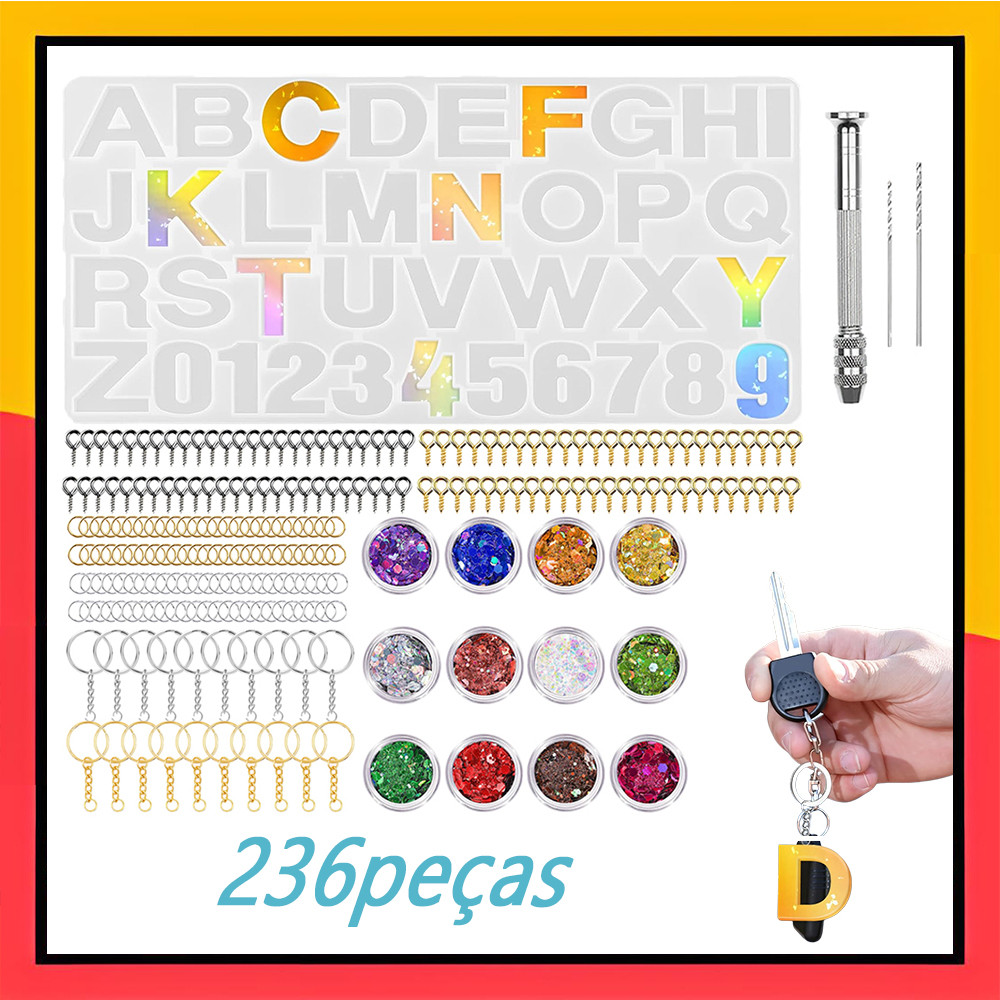 silicone mold alphabet shape 3d numbers epoxy resin kit with 236 pieces