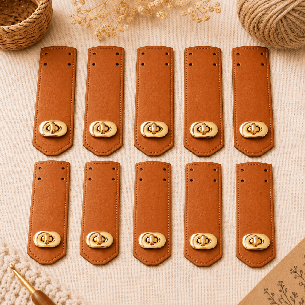 Kit Atacado Fecho Oval Bolsa Crochê Couro Ecológico Premium 21,5x5cm Metal Handmade Artesanal Luxo