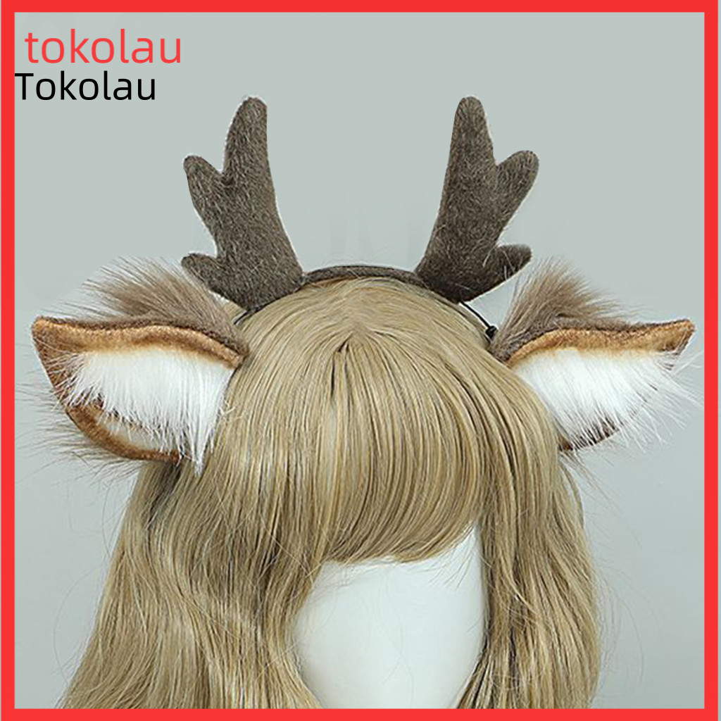 Plush Headband Christmas Women’s Antler Handmade 3d Ear Decor Hair Hoop Cute Cosplay Party Accessories for Holiday Fes