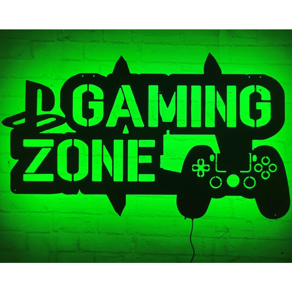Quadro Painel Luminoso Led Rgb Gaming Zone Geek Gamer Mdf 3mm
