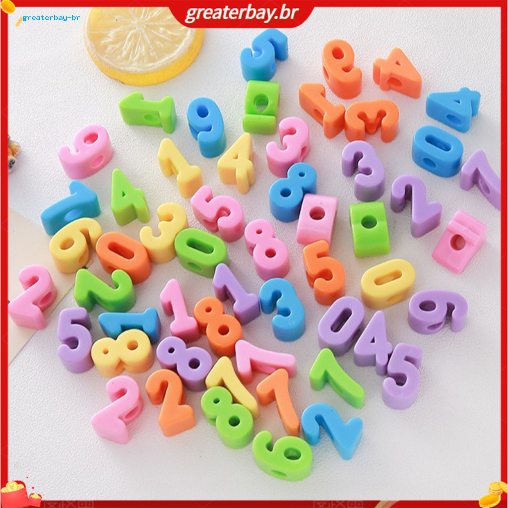 5pcs Diy Acrylic Number Beads 0-9 Large Colorful Spacer for Crafting Jewelry Making Kids’ Educational Projects Handmad