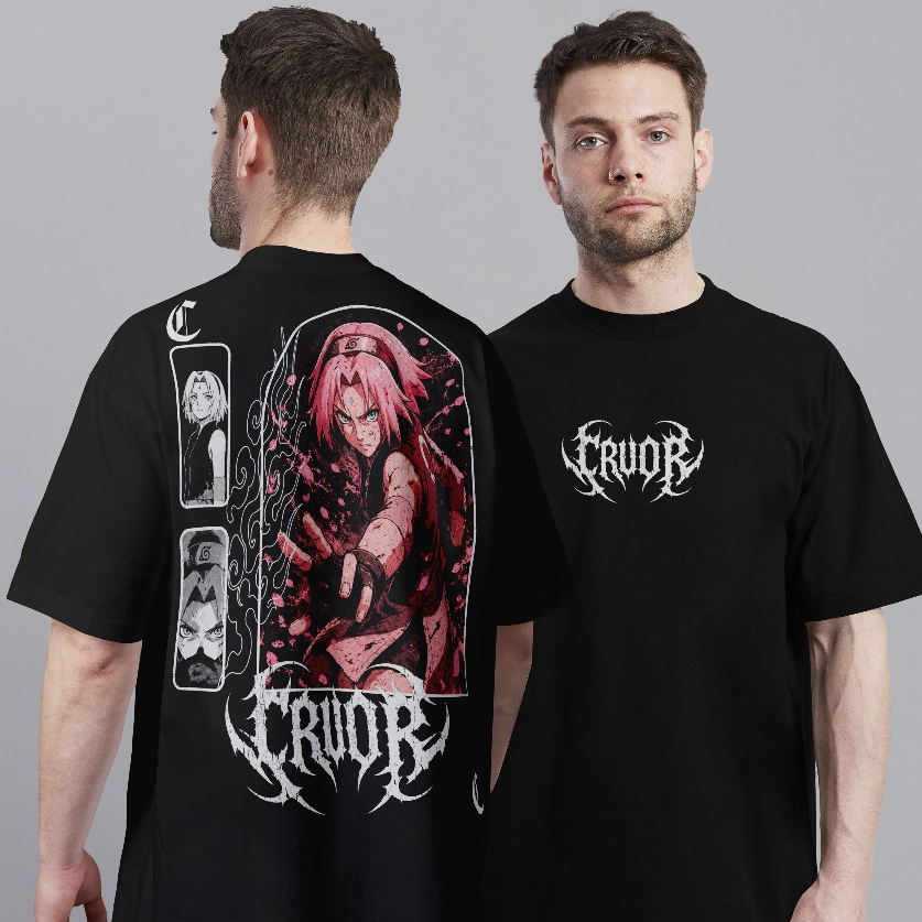 Camiseta Oversized Sakura Anime Naruto Shippuden 100% Algodão Unissex T-shirt Inverno