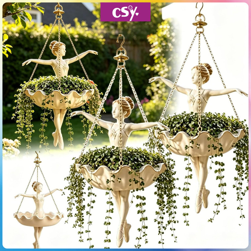 Ballet Dancer Hanging Planter, vaso de resina, adequado para decoração de jardins internos e externos