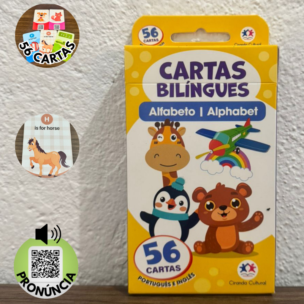 Cartas Flash Cards Alfabeto Inglês Português Infantil Educativo Bilíngue Ciranda Cultural English