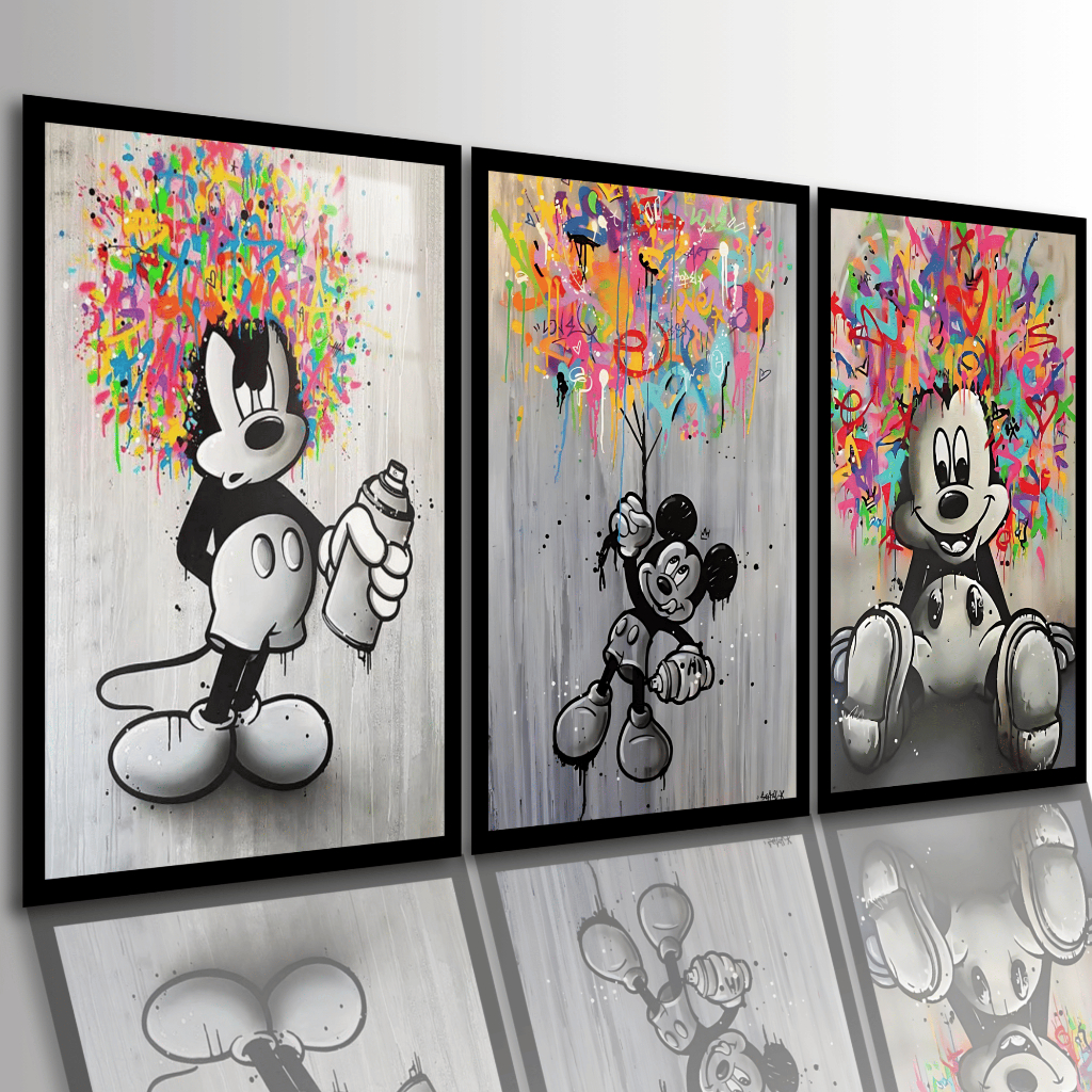 Quadros Decorativos Quarto Gamer Mickey Disney Money Quadro Grande Moderno Luxo
