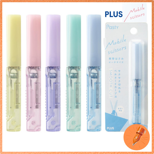 Portable Pouch-Sized Pasty Scissors by Plus, Compact and Lightweight, Multiple Colors Available