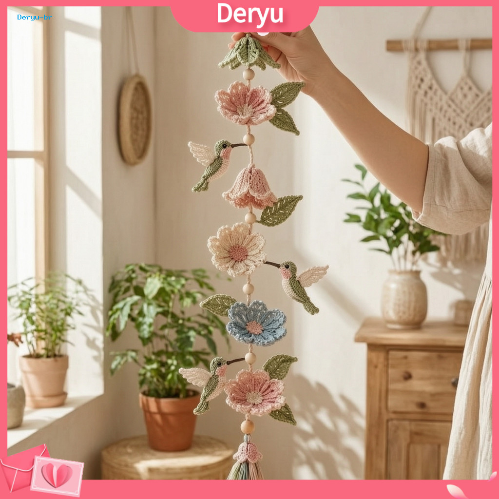 Beginner Crochet Set Garden Cascade Diy Kit – Butterfly Halloween Flower Bee Bird Dog Themes Handmade Wall Pendant Cra
