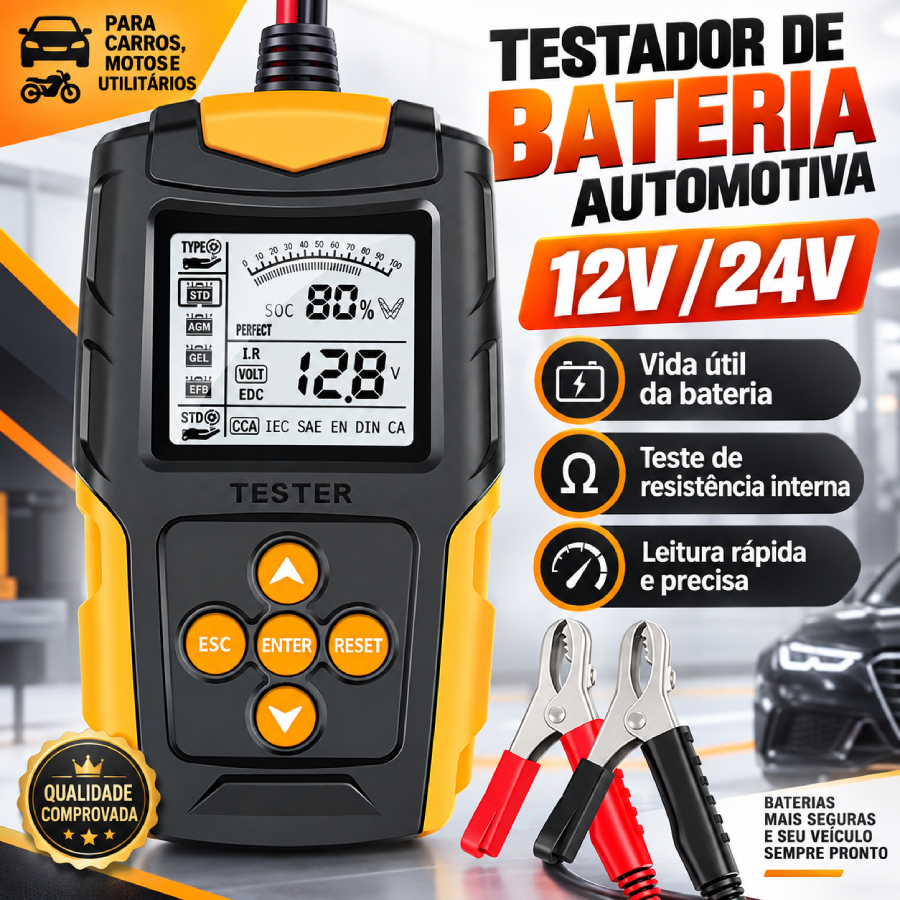 Teste Analisador Bateria Ferramentas Reparo Carros 3ah-200ah 12V/24V