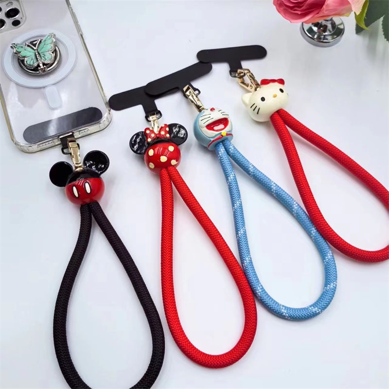 [PYDM] Cartoon Mobile Phone Lanyard Wrist Strap Curto Minnie Mickey Braided Bold Forte e Confiável Caixa de Telefone Móvel Universal Clip Homens Mulheres