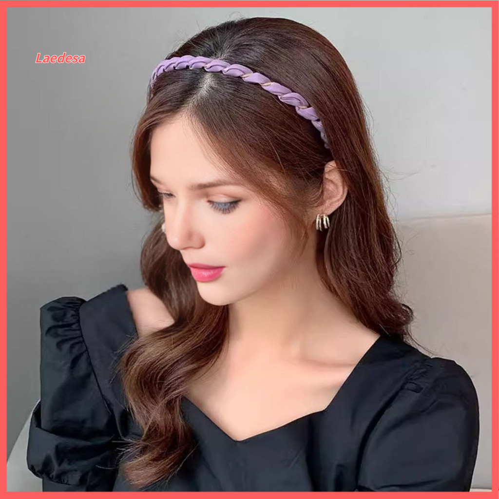 Elastic Headband Pressure Dispersing Women’s Soft Braided Mesh Yarn – Anti-slip Teeth Design Comfortable Twist Hair
