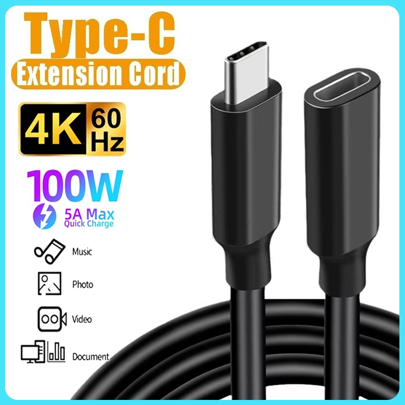 Cabo De Extensão USB C De Entrega Rápida Tipo Macho Para Fêmea Extensor 3.1 Carregador Rápido Laptop/Estação De Document