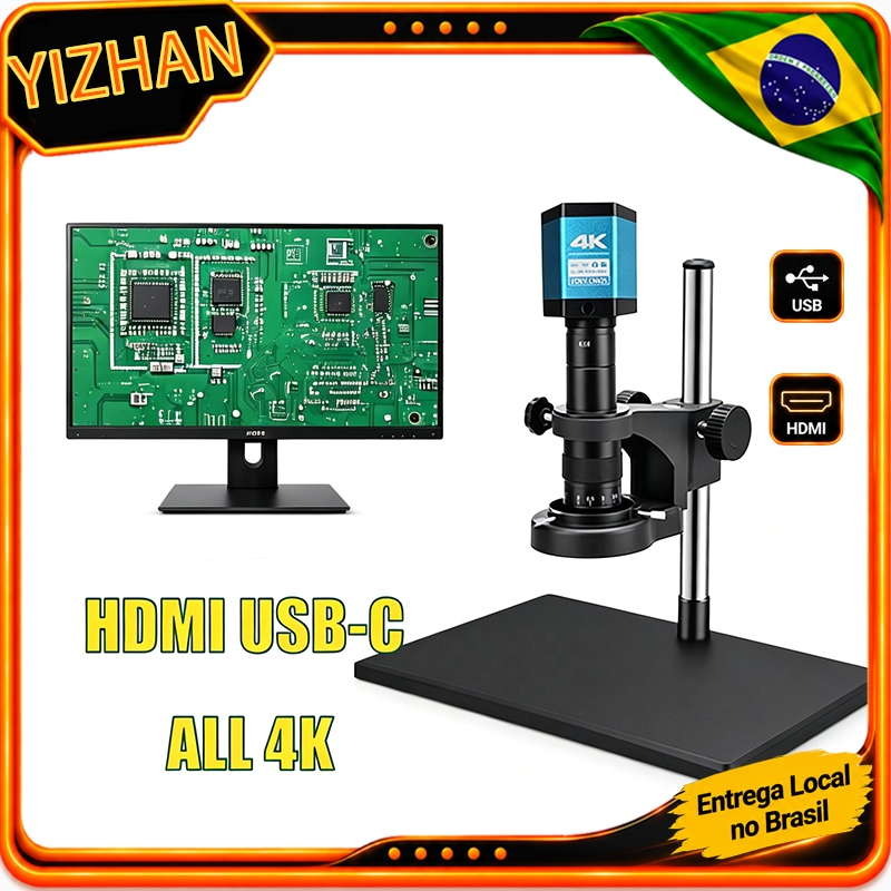 YIZHAN 2160P 4K HDMI USB Microscópio De Vídeo Digital Continus Zoom 180X C-Mount Solda Reparação Do Telefone Móvel Ampli