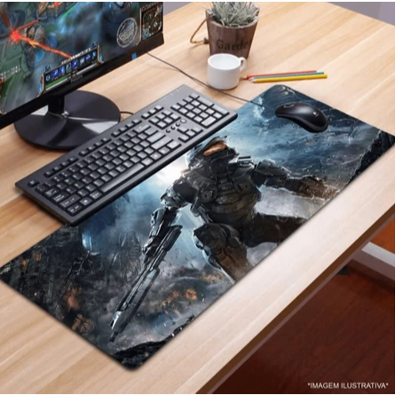 Mousepad Gamer Grande Estampado Halo Jogo RPG Vídeo Game Desk Pad Emborrachado Qualidade Premium