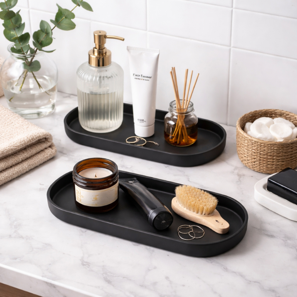 Kit 2 Bandejas Decorativa Organizadora Banheiro Dual Decoração Elegante Casa Nova