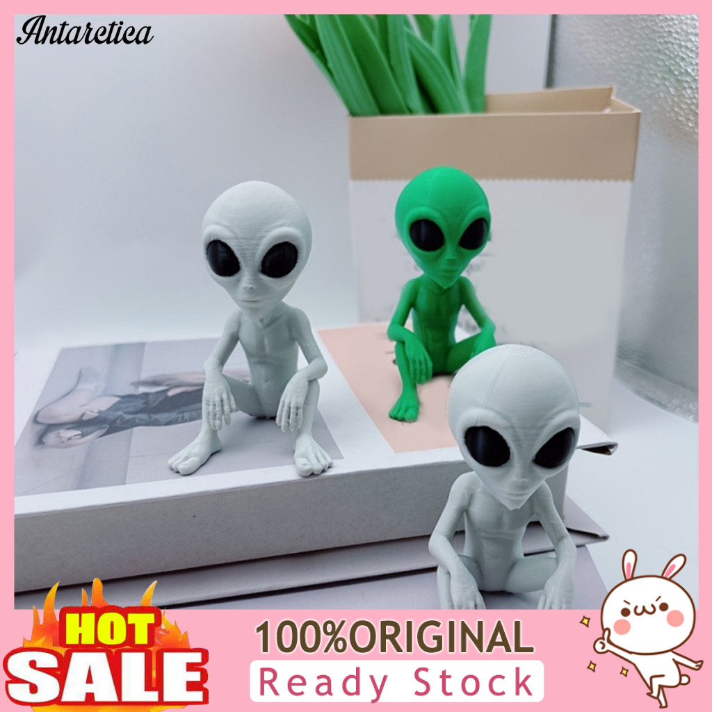 Outdoor Alien Garden Decor Desktop Decoration 3d Printed Statue Funny Sci-fi Ufo Figurine Sitting Sculpture for Home Off