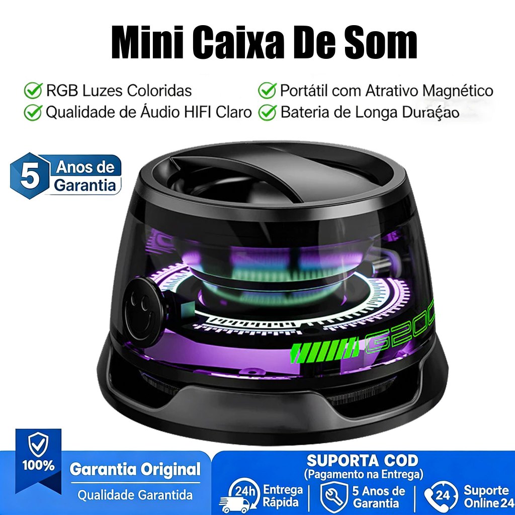 Acessórios superiores qualidade Bluetooth 5.4 Mini alto-falante magnético RGB iluminação colorida ao ar livre estéreo po
