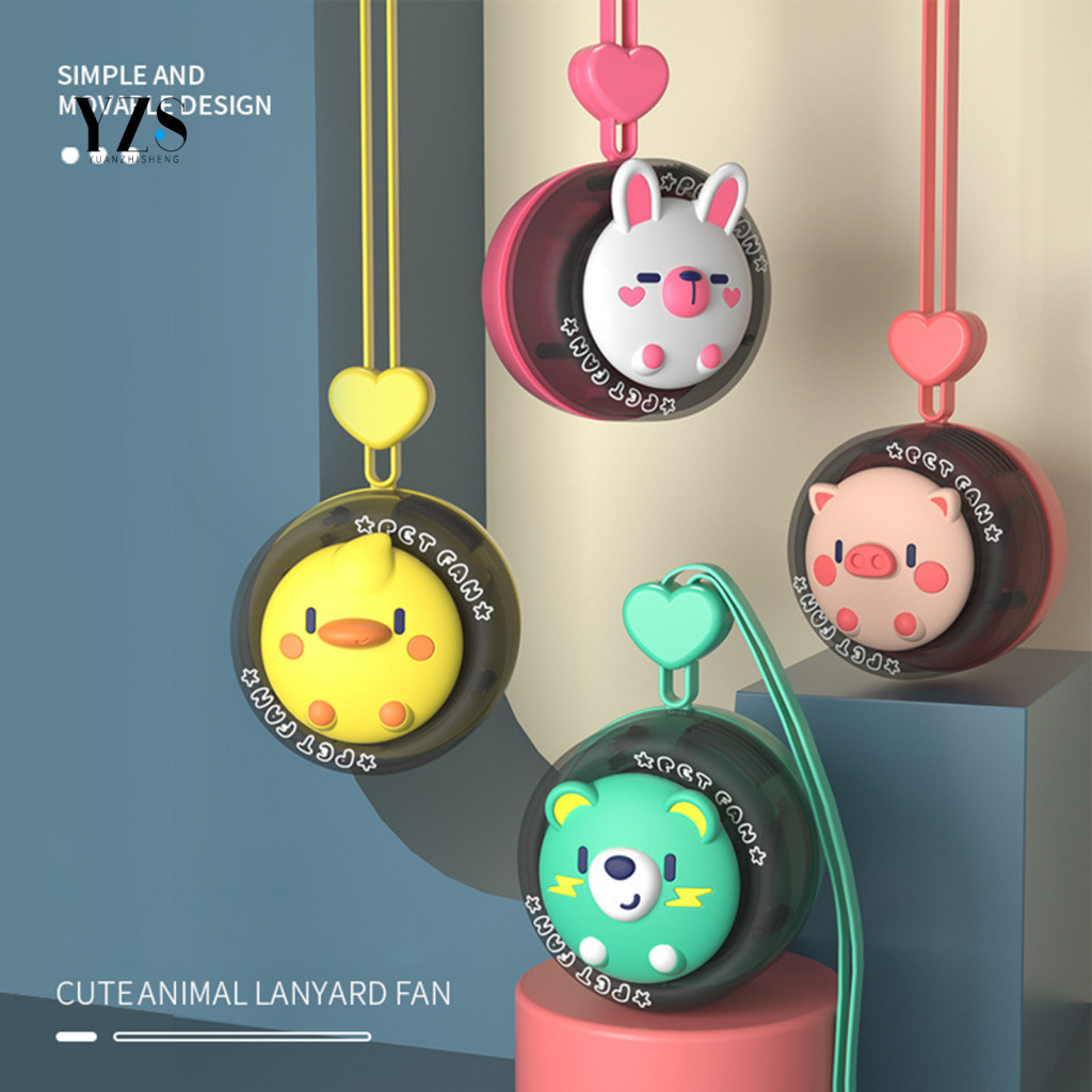 Portable Mini Fan Personal Hanger with Built-in Lanyard Cute Cartoon Design Palm-sized Multi-speed Adjustable – Perfec