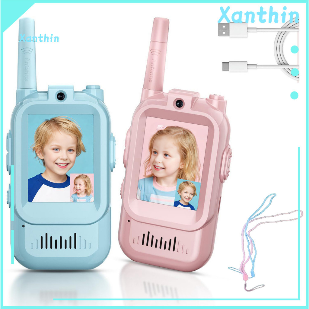 Play House Toys Abs Material Toy Rechargeable Video Walkie Talkies for Kids – Two-way Call with Adjustable Lanyard Per