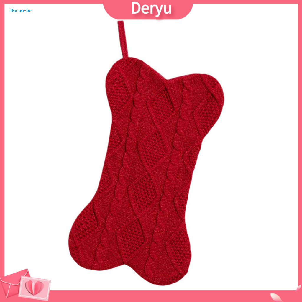 Knit Christmas Stockings Soft Acrylic 17 Inch Dog Stocking Bone Shape Cable Fireplace Hanging Sock for Pets Holiday Part