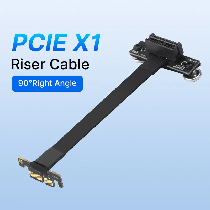 PCIE 1X To X1 Riser Cable 100MM 90 Degree Right Angle PCIE X1 Extension For PCIE WiFi Card/M.2 Adapter/USB Card