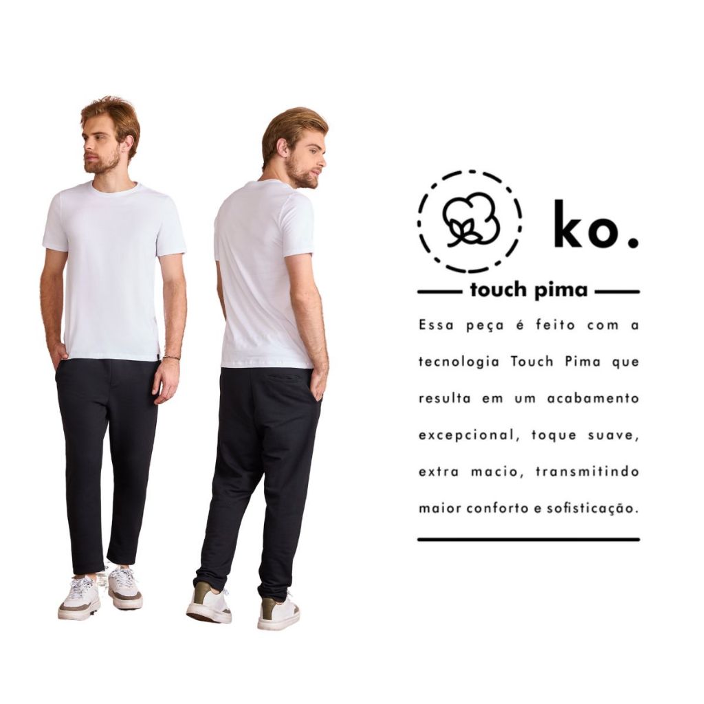 CAMISETA MASCULINA MALHA PREMIUM 100% ALGODÃO TOUCH PIMA KO1388-A