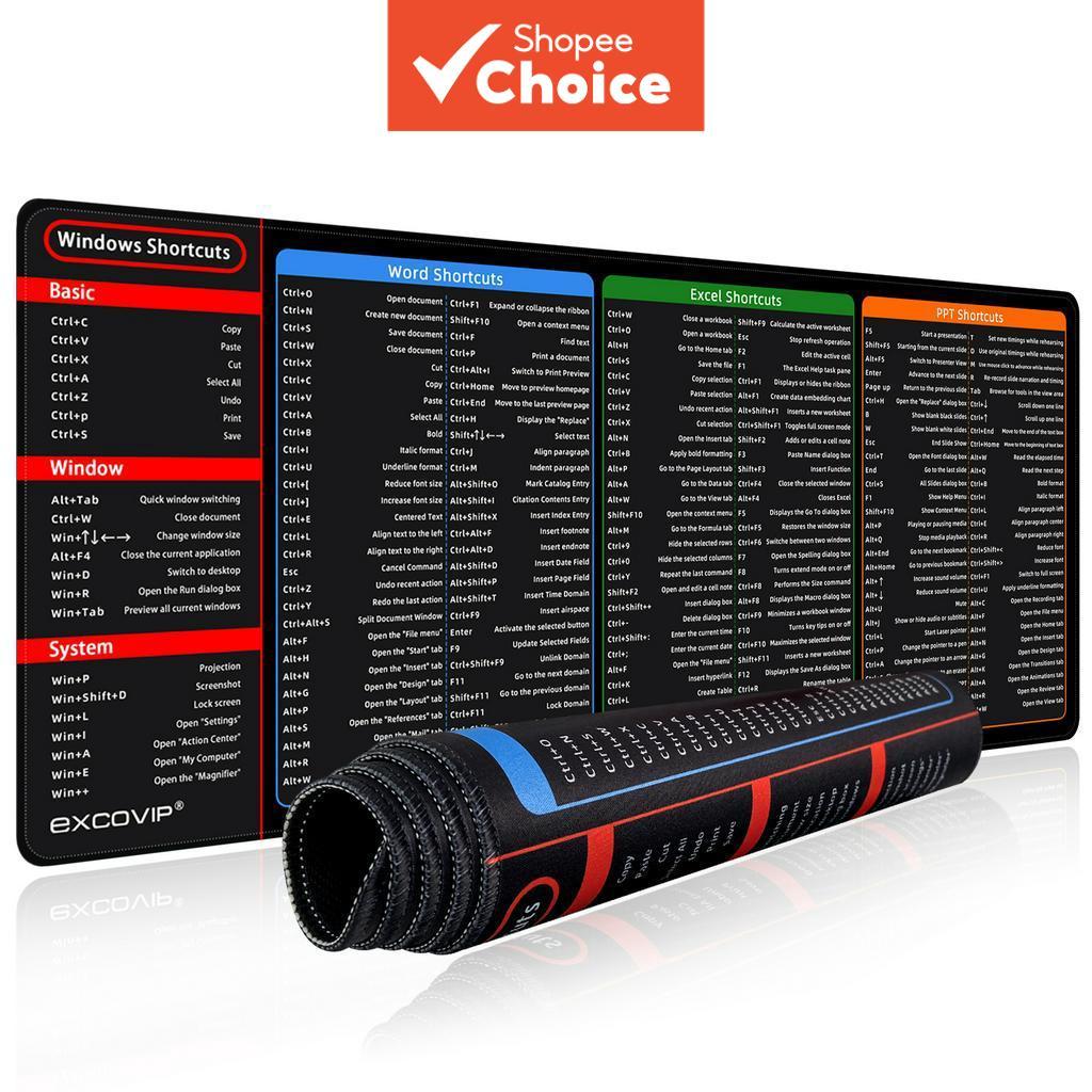 Mouse pad EXCOVIP, large size, soft and comfortable, precise stitched edges, durable, stain-resistant, non-slip, clear