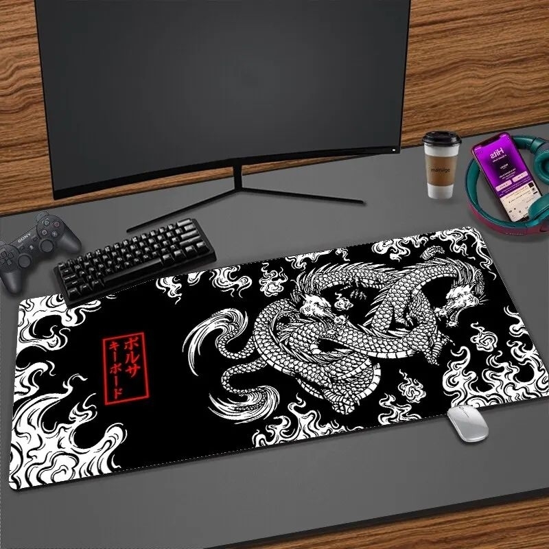 Mouse Pad Gamer Extra Grande Speed Anti Derrapante Profissional Desk Pad Large Wide 90x40 -Dragão ChinesJapones