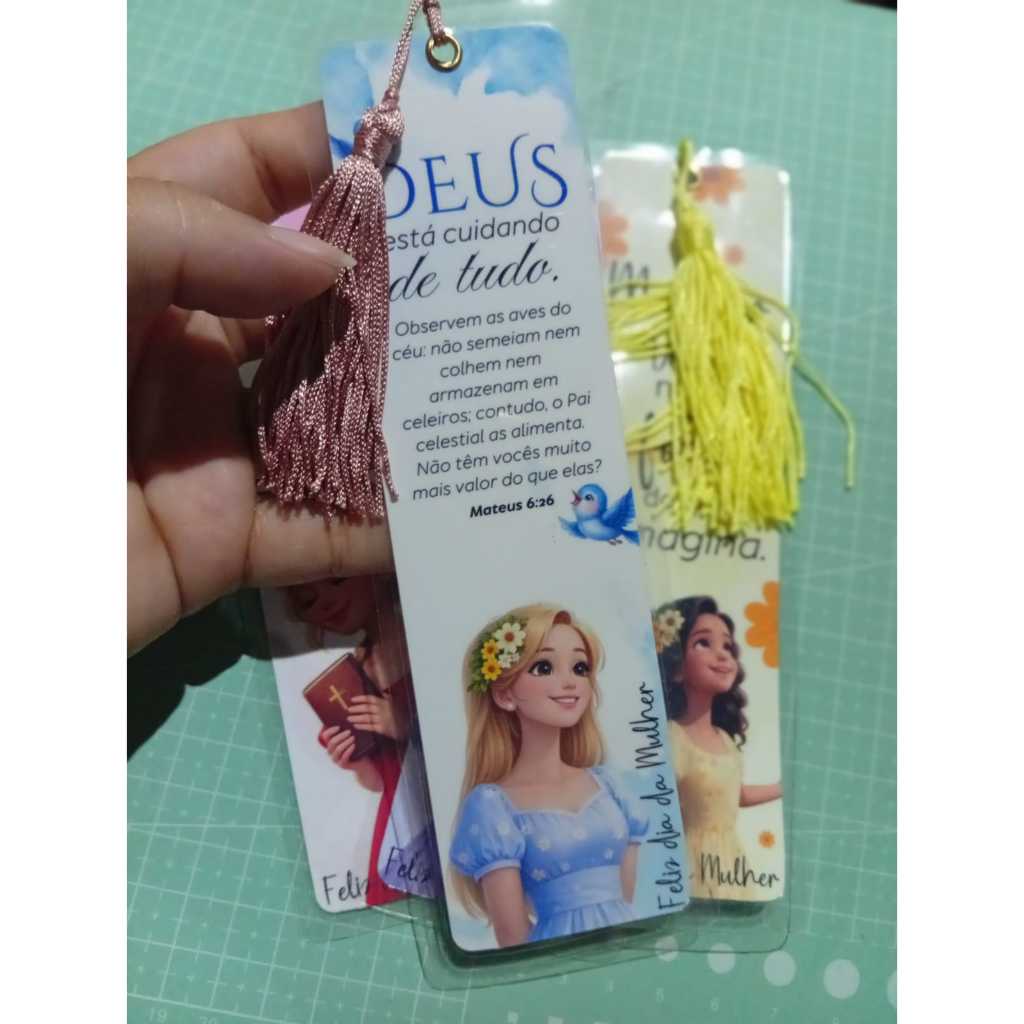 5 Marcadores de Página 18x5cm Personalizado | Com/Sem Tassel | Dia das Mulheres - Mães