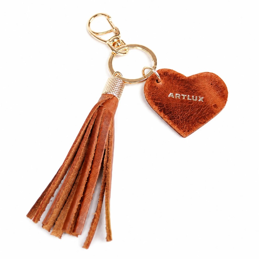 Chaveiro Charm Bag em Couro com Tassel e Coração Artlux 8004