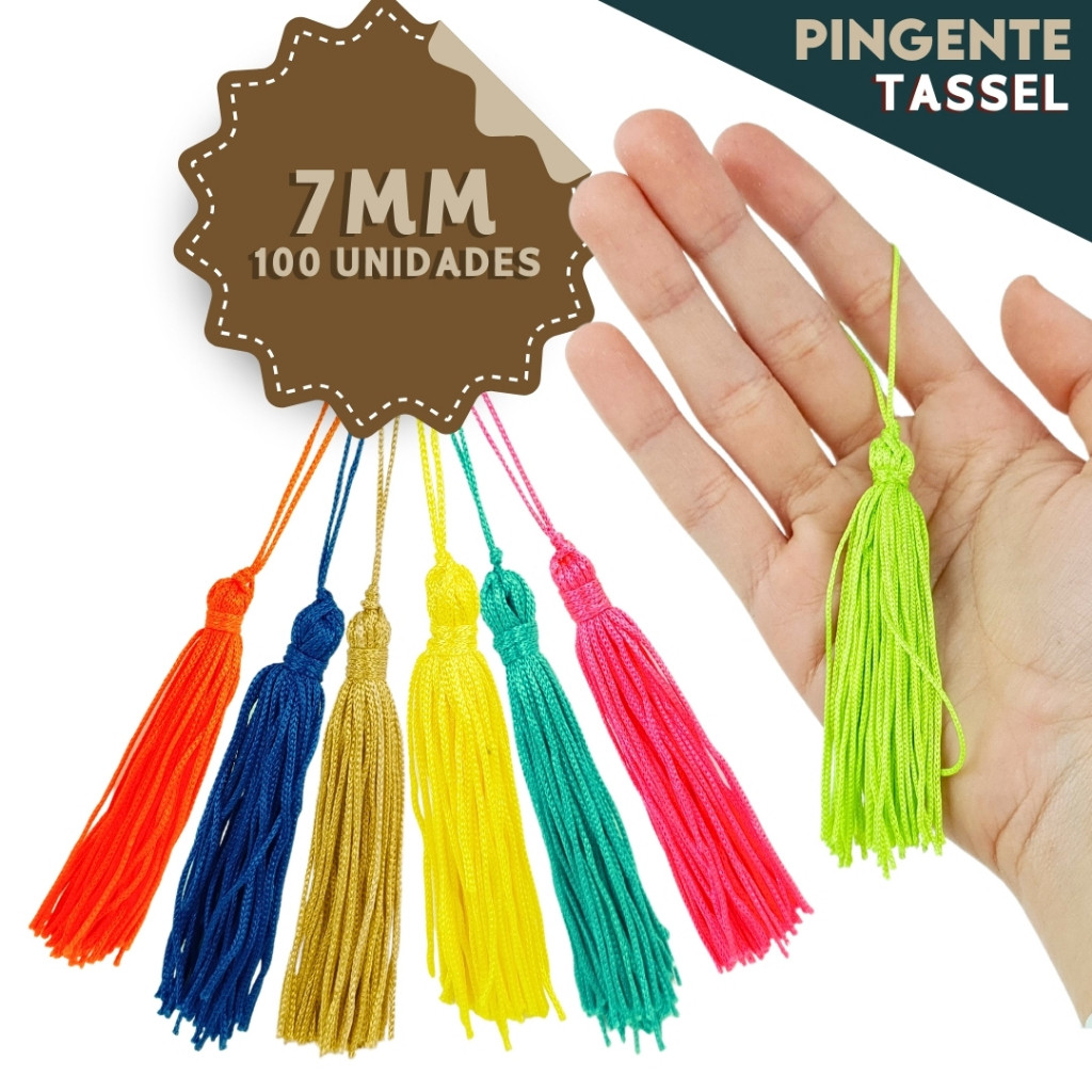 Pingente De Seda Tassel 7 Cm - Franja -Pacote Com 100 Unidades - Diversas Cores - AV