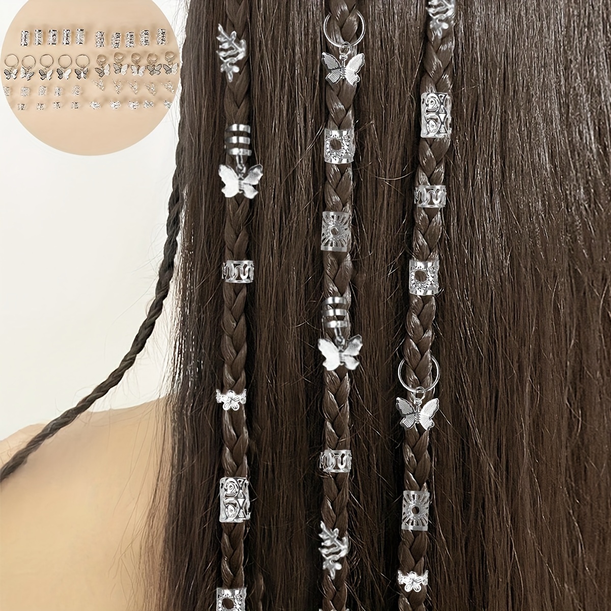 Prata 40pcs Borboleta Flor Bobinas De Cabelo Acessórios De Trança Feminina