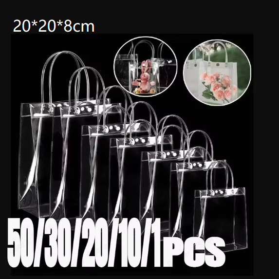 10-40PCS De Sacolas Transparentes De PVC Para Presente Sacolas Para Lembranças De Festas De Fim De Ano casamento 20*20*8