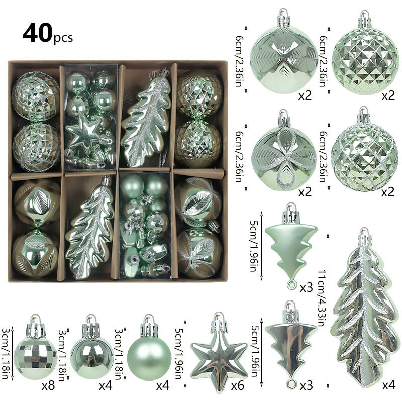 Enfeites de Natal 40pcs Chapeamento Bola de Natal