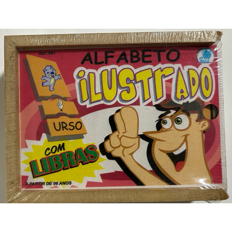 Alfabeto Ilustrado com Libras em Madeira - Jogo Educativo Inclusivo