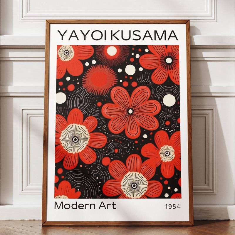 Yayoi Kusama Pink Red Floral Botanical Japanese Poster No Frame HD Canvas Wall Art Painting Living Room Home Decor